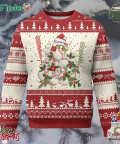 Funny Christmas Baseball Ugly Christmas Sweater Santa Sports Balls Snow Xmas Tree