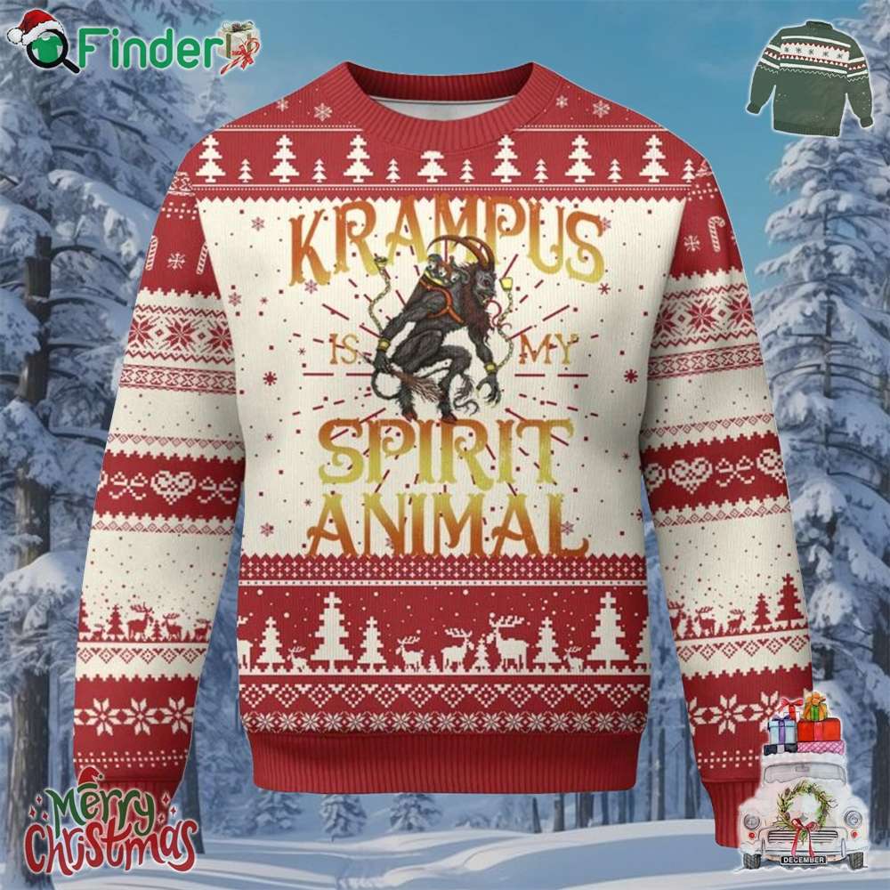 Xmas Krampus Is My Spirit Animal Ugly Christmas Sweater Xmas Krampus Is My Spirit Animal Ugly Christmas Sweater