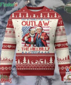 Xmas Trump Vance 2024 Ugly Christmas Sweater I Voting For The Outlaw And The Hillbilly
