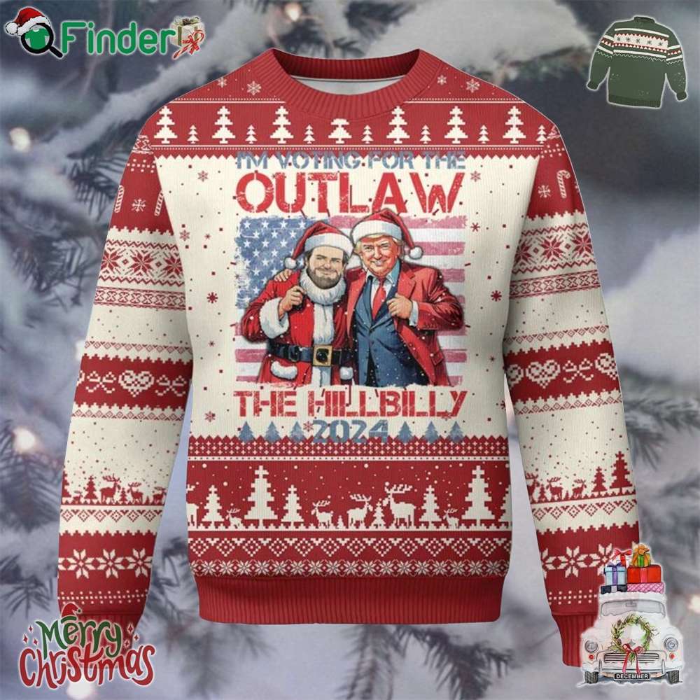 Xmas Trump Vance 2024 Ugly Christmas Sweater I Voting For The Outlaw And The Hillbilly Xmas Trump Vance 2024 Ugly Christmas Sweater I Voting For The Outlaw And The Hillbilly