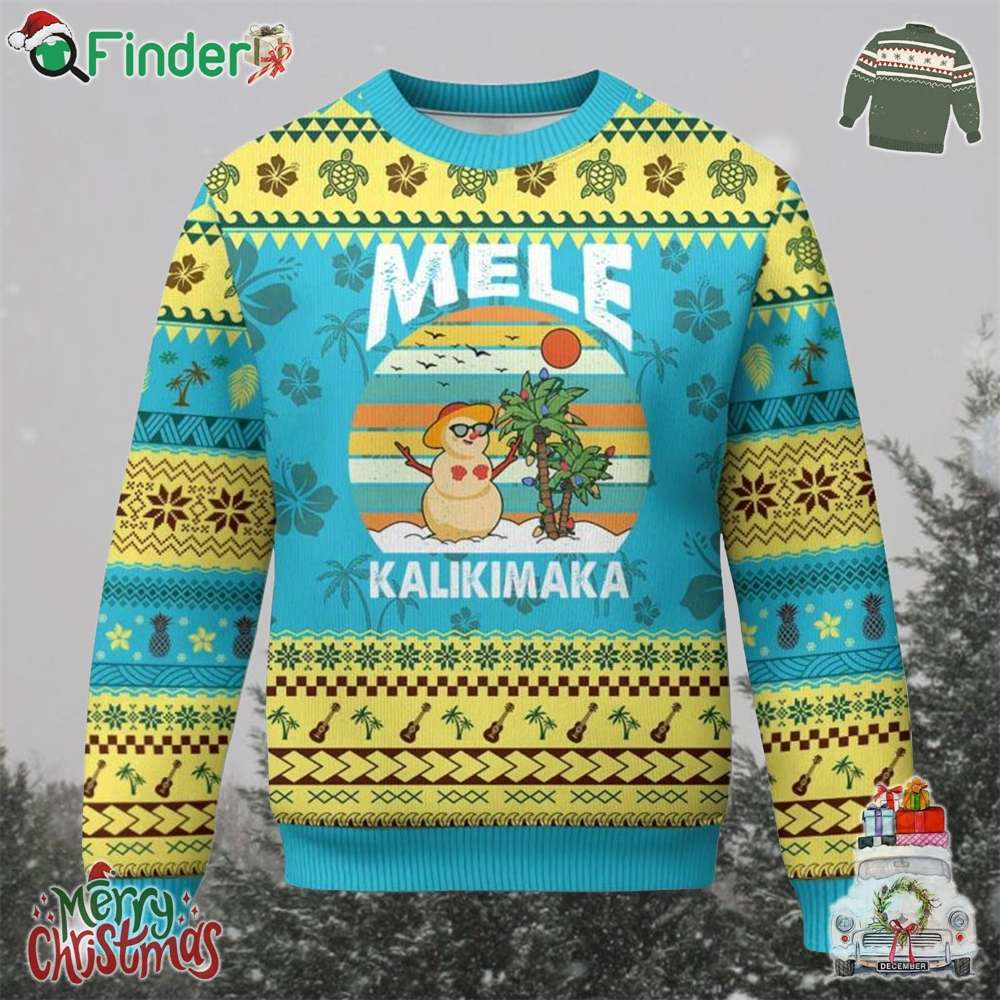 Mele Kalikimaka Hawaiian Ugly Christmas Sweater Beach Hawaii Xmas In July Tropical Mele Kalikimaka Hawaiian Ugly Christmas Sweater Beach Hawaii Xmas In July Tropical