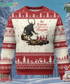 Xmas Krampus Ugly Christmas Sweater He Knows If Youve Been Naughty