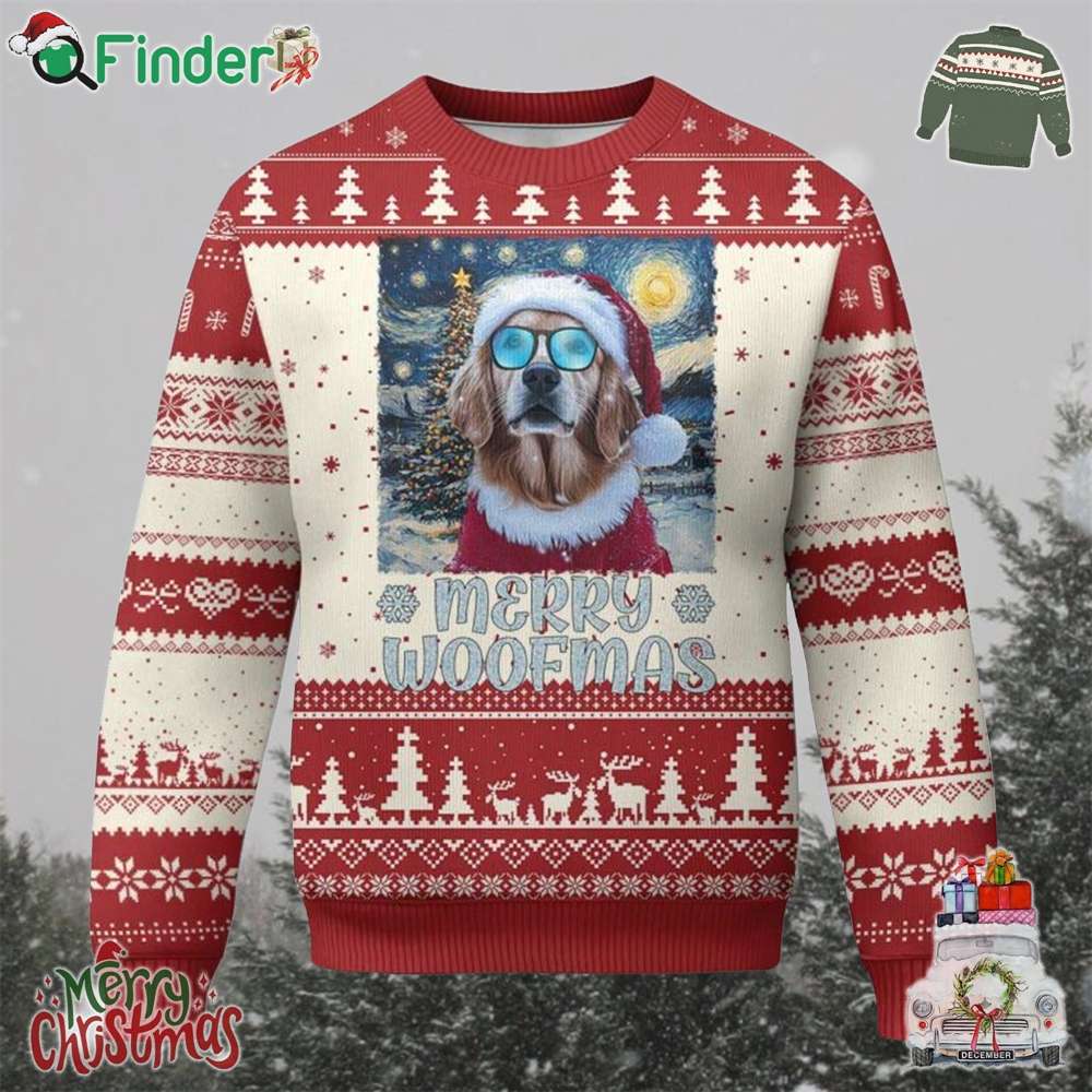 Funny Xmas Golden Retriever Ugly Christmas Sweater Merry Woofmas Christmas Starry Night Dog Lover Funny Xmas Golden Retriever Ugly Christmas Sweater Merry Woofmas Christmas Starry Night Dog Lover