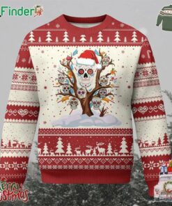 Mexico Xmas Ugly Christmas Sweater Sugar Skull On Tree Funny Xmas
