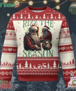 Funny Xmas Santa Ugly Christmas Sweater Rizz The Season Cool Santa