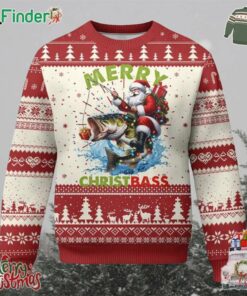 Funny Xmas Fishing Ugly Christmas Sweater Merry Christbass Santa Xmas Tree
