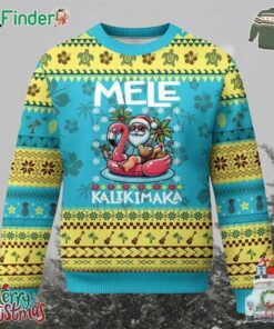 Mele Kalikimaka Hawaiian Xmas In July Hawaii Santa Ugly Christmas Sweater Palm Tree Beach Tropical Xmas Gift Family Holiday