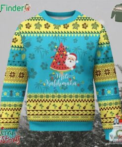Mele Kalikimaka Hawaiian Ugly Christmas Sweater Watermelon Summer Tree Tropical Hawaii Santa Xmas Gift Family Holiday
