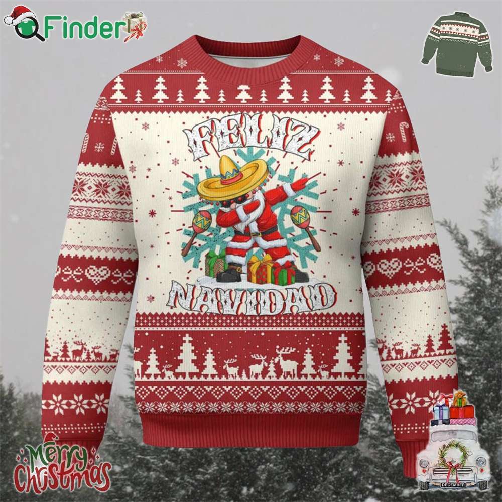 Mexico Xmas Ugly Christmas Sweater Feliz Navidad Dabbing Spanish Sombrero Mexico Xmas Ugly Christmas Sweater Feliz Navidad Dabbing Spanish Sombrero