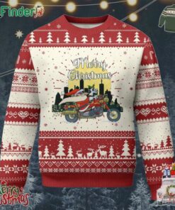 Funny Xmas Riding Ugly Christmas Sweater Santa Riding Motorcycle Biker