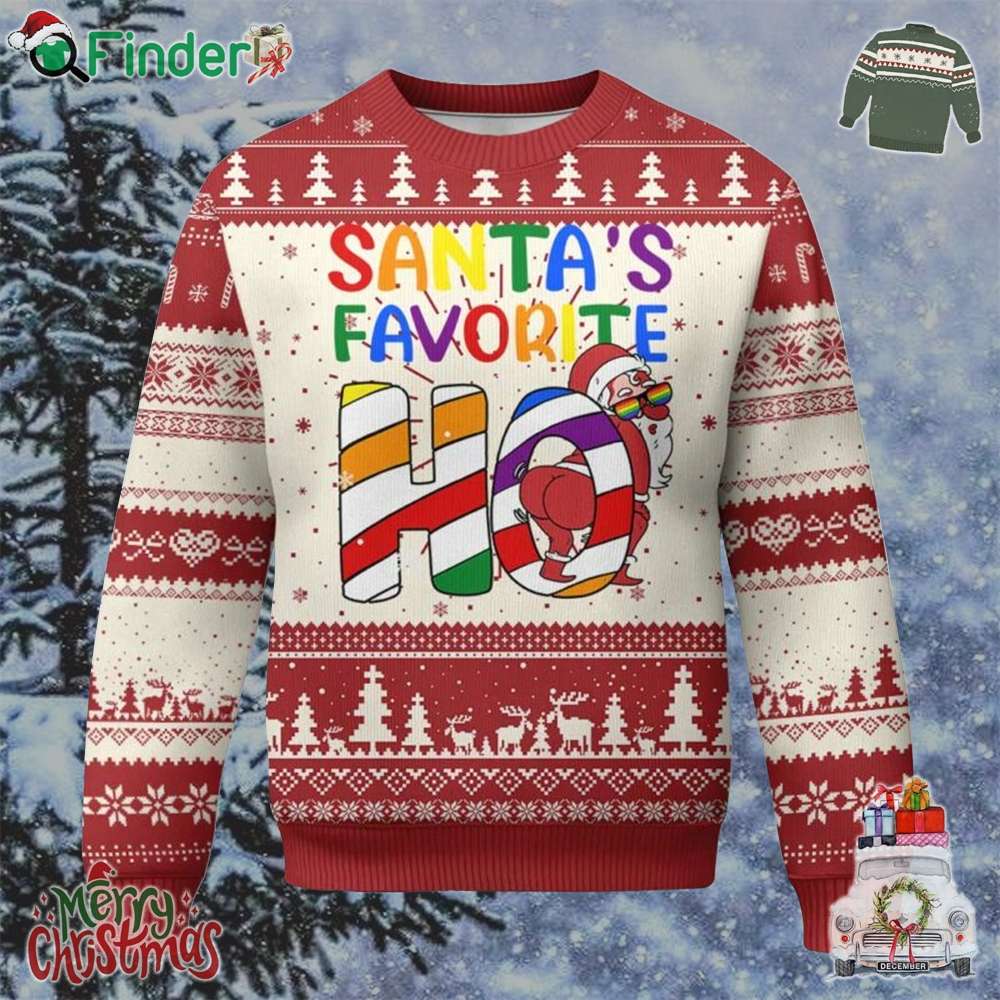 Funny Xmas Lgbt Ugly Christmas Sweater Santas Favorite Ho Rainbow Funny Xmas Lgbt Ugly Christmas Sweater Santas Favorite Ho Rainbow