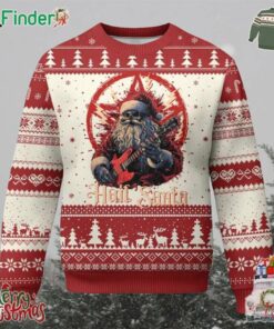 Funny Xmas Hail Santa Ugly Christmas Sweater Sleigher Heavy Metal