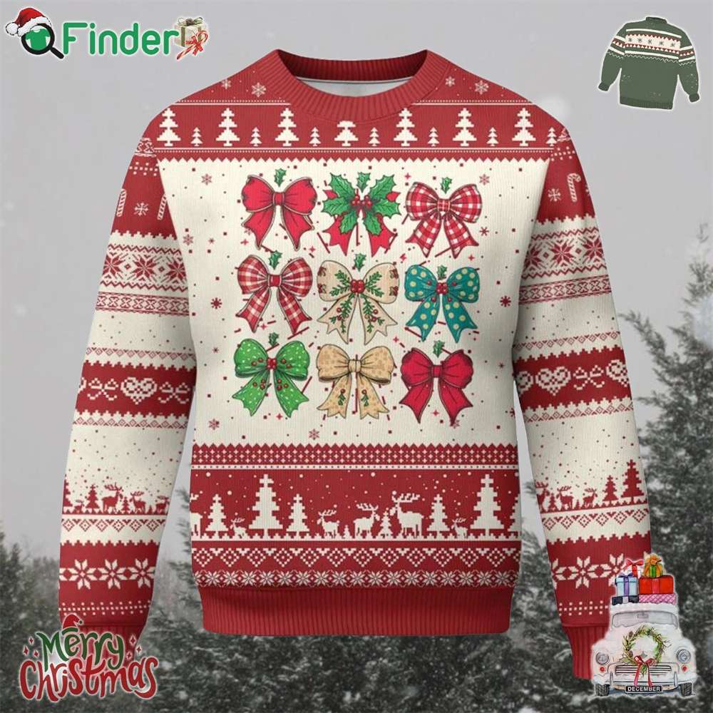 Merry Christmas Coquette Bow Ugly Christmas Sweater Festive Xmas Vibe Merry Christmas Coquette Bow Ugly Christmas Sweater Festive Xmas Vibe