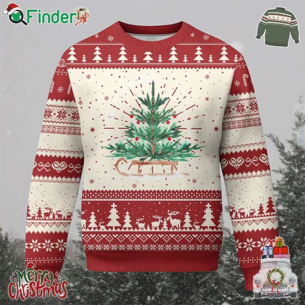 Merry And Bright Christmas Sleigh Ugly Christmas Sweater Merry And Bright Christmas Sleigh Ugly Christmas Sweater