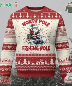 Funny Xmas Fishing Ugly Christmas Sweater North Pole Fishing Hole Cute Santa