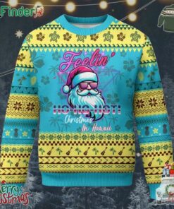 Tropical Xmas Ugly Christmas Sweater Retro Santa Feelin Ho Ho Hot