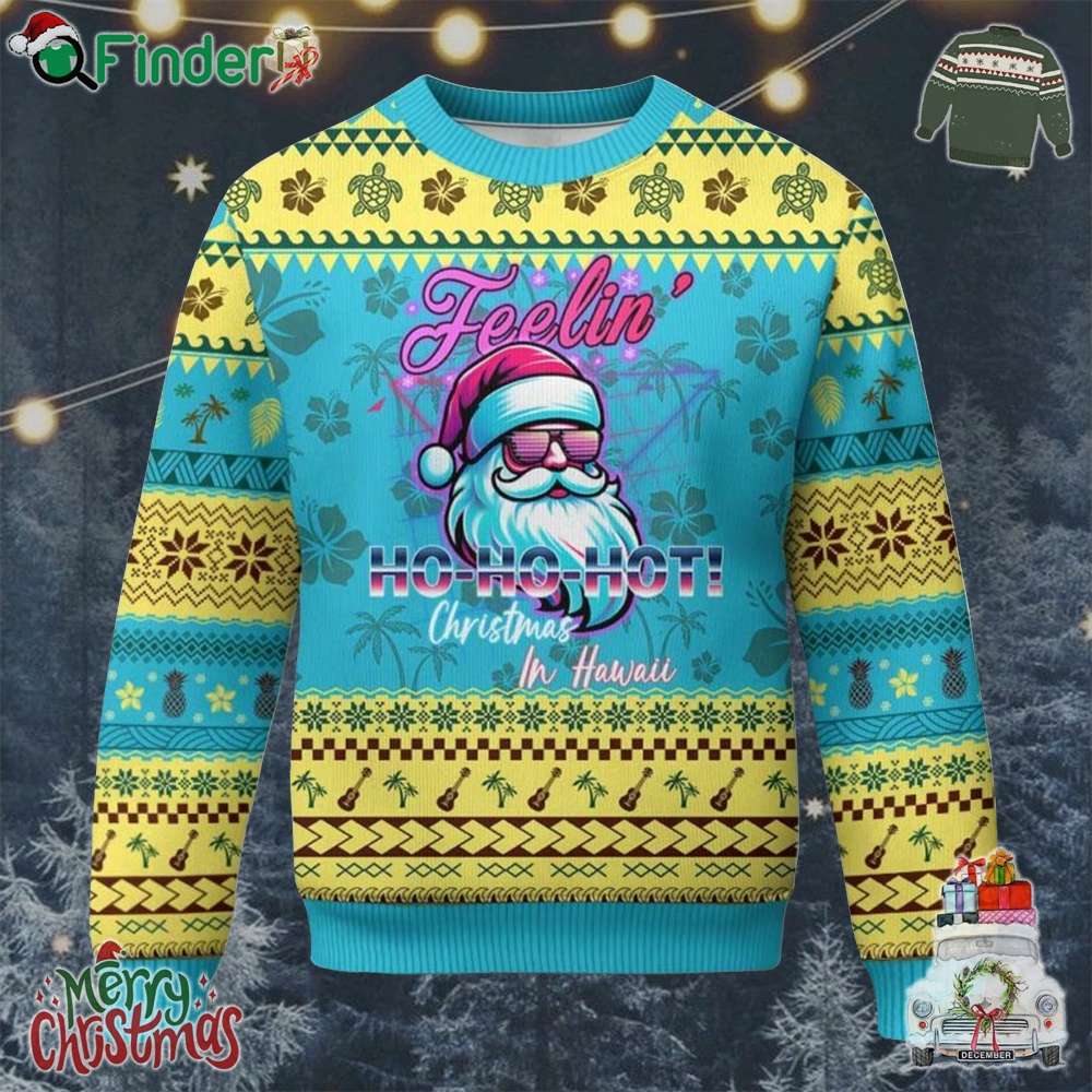 Tropical Xmas Ugly Christmas Sweater Retro Santa Feelin Ho Ho Hot Tropical Xmas Ugly Christmas Sweater Retro Santa Feelin Ho Ho Hot