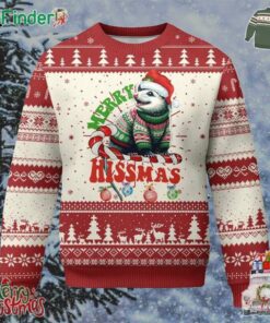 Funny Xmas Opossum Ugly Christmas Sweater Merry Hissmass