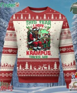 Xmas Krampus Ugly Christmas Sweater This Year I Hope Krampus Takes Me