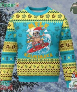 Xmas In Hawaii Ugly Christmas Sweater Mele Kalikimaka Surfing Santa Kakau Tattoo