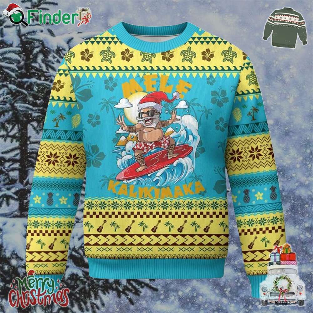 Xmas In Hawaii Ugly Christmas Sweater Mele Kalikimaka Surfing Santa Kakau Tattoo Xmas In Hawaii Ugly Christmas Sweater Mele Kalikimaka Surfing Santa Kakau Tattoo