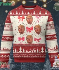 Trump Girl 2024 Ugly Christmas Sweater 47th President Pink Coquette Bow Girly Y2k