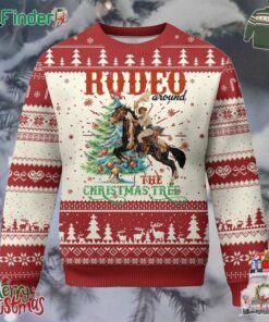 Western Christmas Ugly Christmas Sweater Rodeo Around The Christmas Tree Cowgirl
