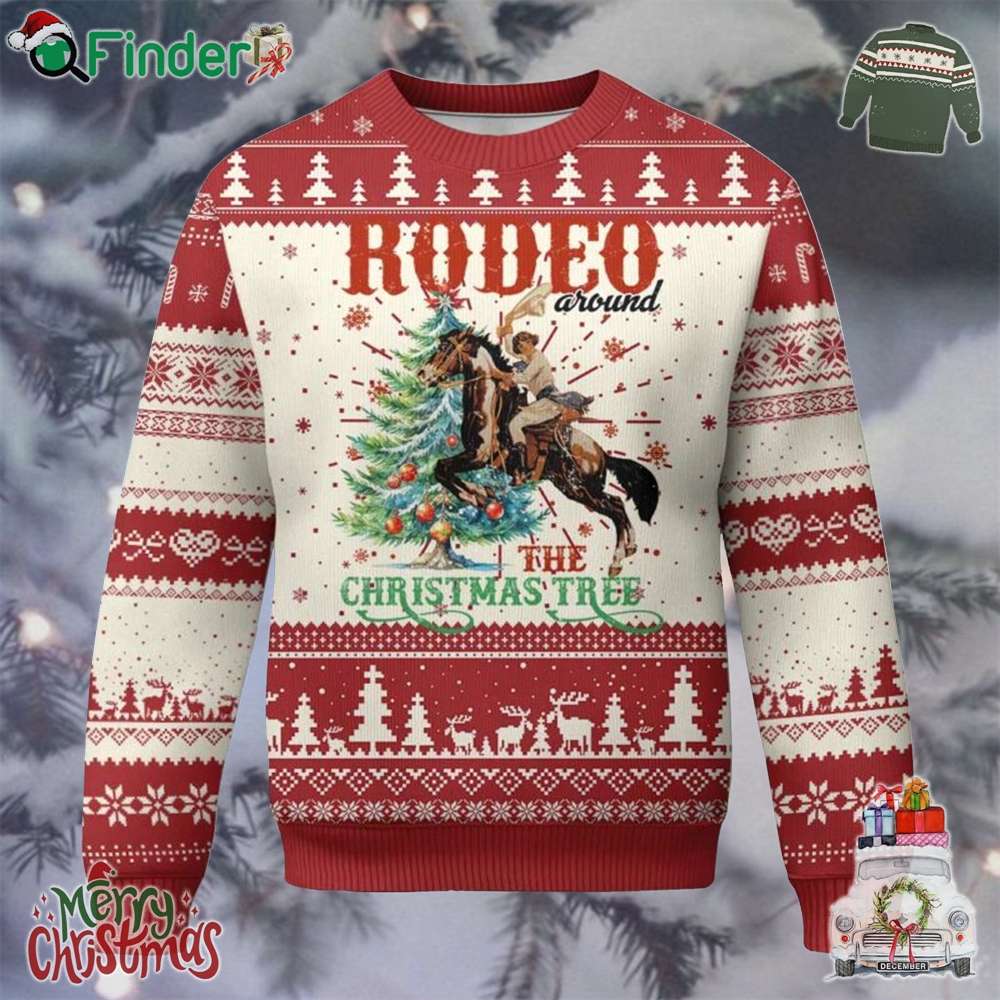 Western Christmas Ugly Christmas Sweater Rodeo Around The Christmas Tree Cowgirl Western Christmas Ugly Christmas Sweater Rodeo Around The Christmas Tree Cowgirl