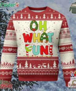 Oh What Fun Xmas Candy Cane Ugly Christmas Sweater