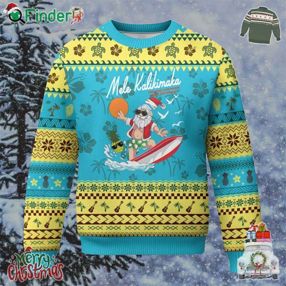 Xmas In Hawaii Ugly Christmas Sweater Mele Kalikimaka Surfing Santa Vintage Hawaiian Christmas Xmas In Hawaii Ugly Christmas Sweater Mele Kalikimaka Surfing Santa Vintage Hawaiian Christmas