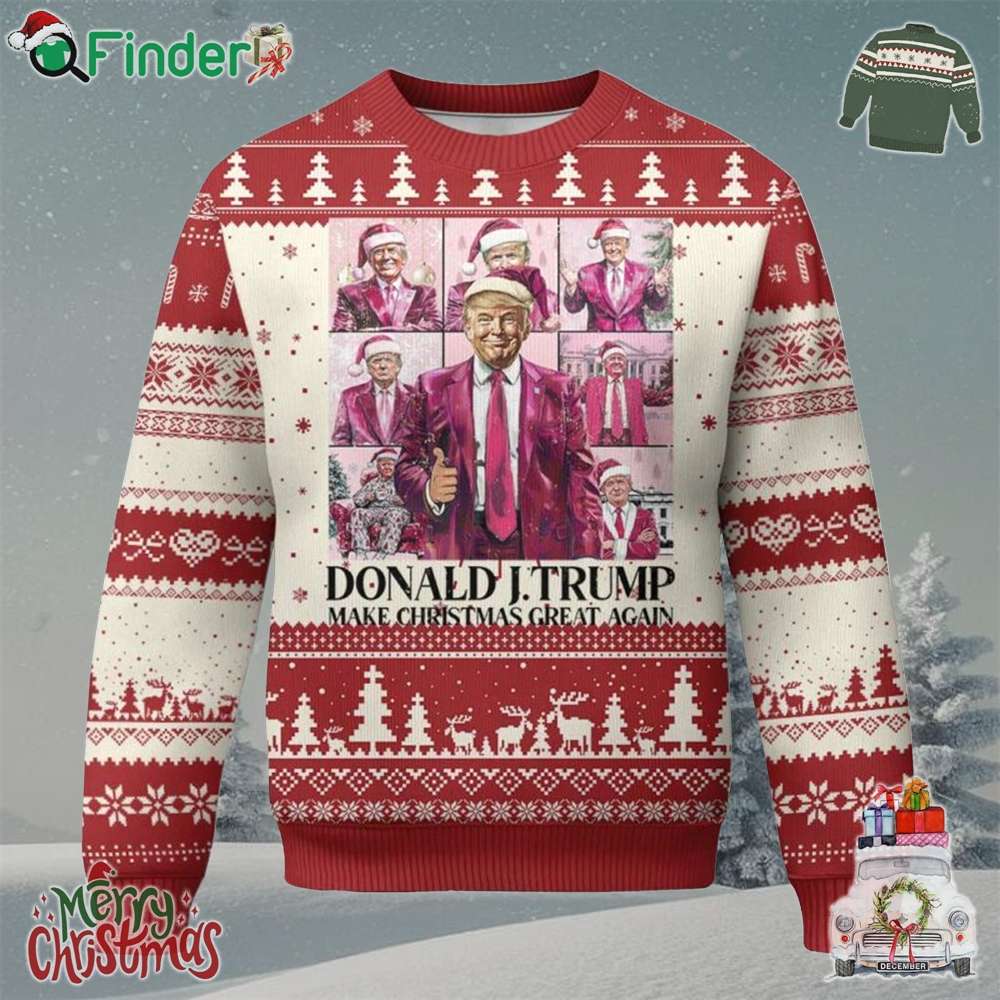 Xmas Trump Ugly Christmas Sweater Pink Trump Era Make Christmas Great Again Xmas Trump Ugly Christmas Sweater Pink Trump Era Make Christmas Great Again