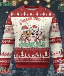 Teacher Christmas Ugly Christmas Sweater I Teach The Smartest Cookies Retro Groovy Xmas Tree Cookies