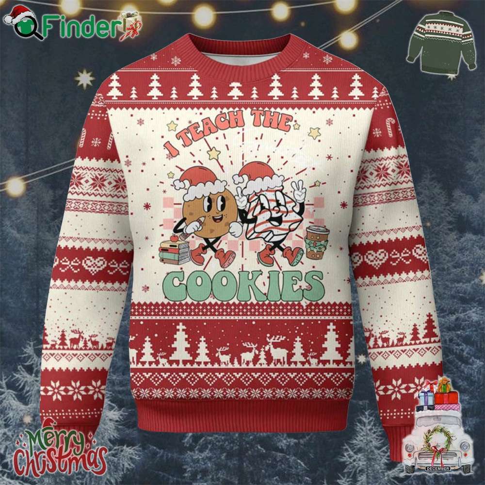 Teacher Christmas Ugly Christmas Sweater I Teach The Smartest Cookies Retro Groovy Xmas Tree Cookies Teacher Christmas Ugly Christmas Sweater I Teach The Smartest Cookies Retro Groovy Xmas Tree Cookies