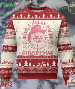 Western Xmas Ugly Christmas Sweater Have A Holly Dolly Christmas Cowboy Santa