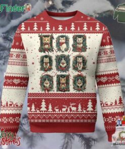 Xmas Cat Ugly Christmas Sweater Vintage Kitten Victorian Holly Wreath