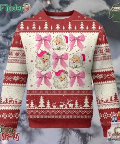 Vintage Pink Christmas Coquette Bow Ugly Christmas Sweater Santa Claus Festive Xmas Viber