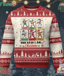 Religious Ugly Christmas Sweater God Says I Am Xmas Christian Bible