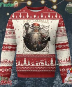 Viking Xmas Ugly Christmas Sweater Deck Valhalla With Skulls Of Glory Santa Yule