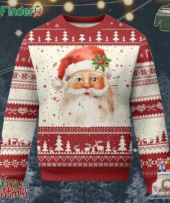 Retro Vintage Christmas Santa Claus Face Xmas Old Fashioned Ugly Christmas Sweater