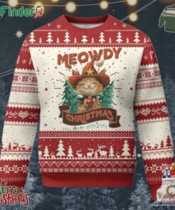 Xmas Cowboy Cat Ugly Christmas Sweater Meowdy Christmas And Happy Mew Year