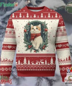 Xmas Cat Ugly Christmas Sweater Vintage Kitten Victorian Royal Holly