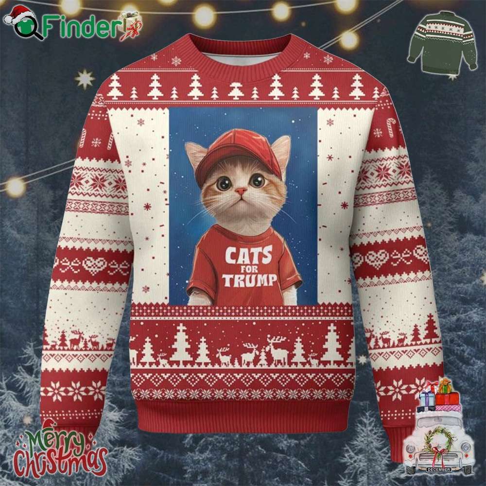 Trump Cat Ugly Christmas Sweater Cute Cats For Trump American President Trump Cat Ugly Christmas Sweater Cute Cats For Trump American President