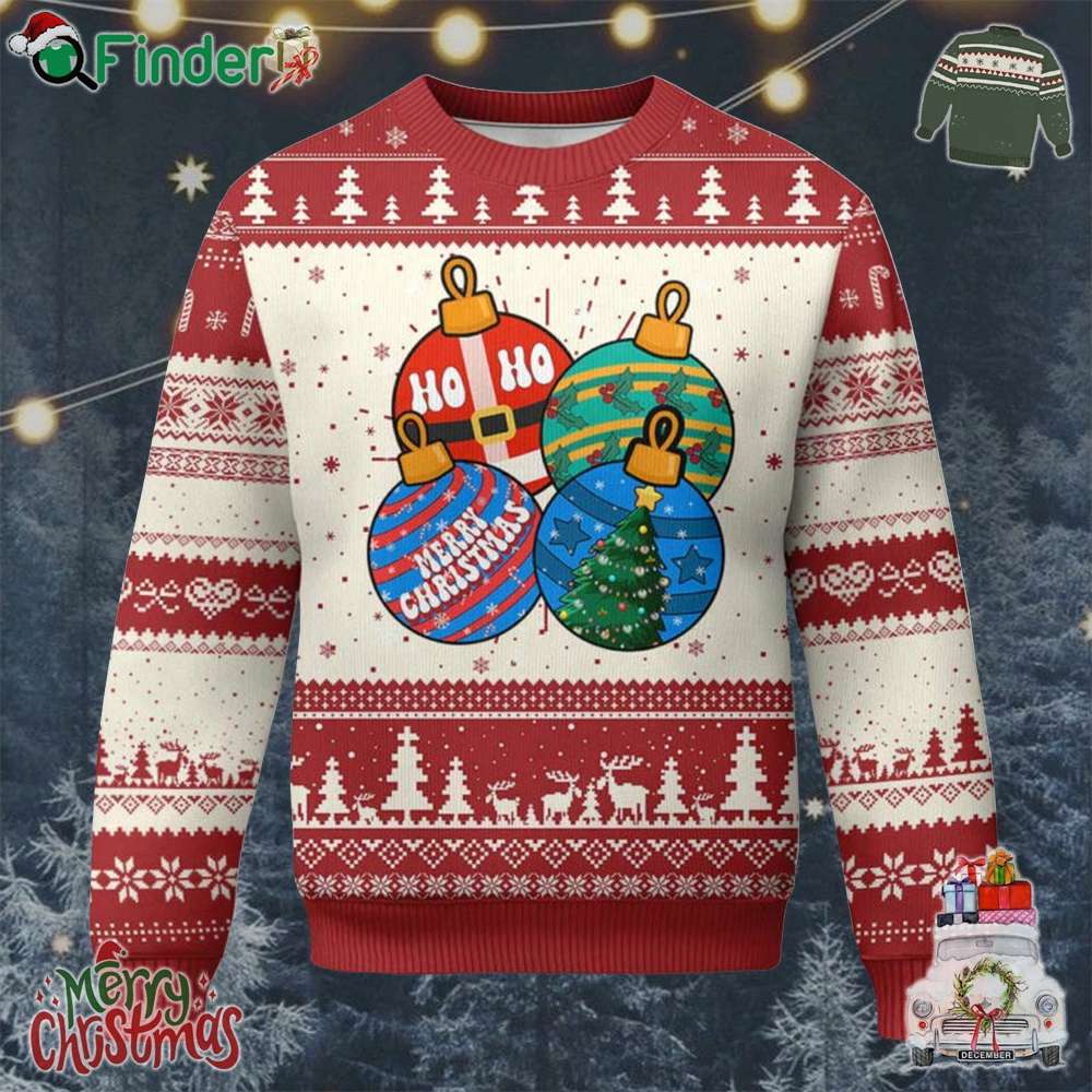 Retro Groovy Merry Christmas Ornament Ho Ho Ho Ugly Christmas Sweater Retro Groovy Merry Christmas Ornament Ho Ho Ho Ugly Christmas Sweater