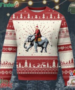 Santa Trump Riding Elephant Xmas Ugly Christmas Sweater He Won 47th President Republican Xmas