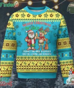 Tropical Xmas Ugly Christmas Sweater Give Me A Drink And Sunshine