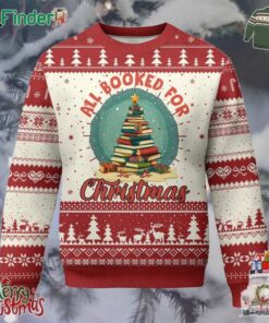 Xmas Book Lover Ugly Christmas Sweater All Booked For Christmas Tree Bookaholic