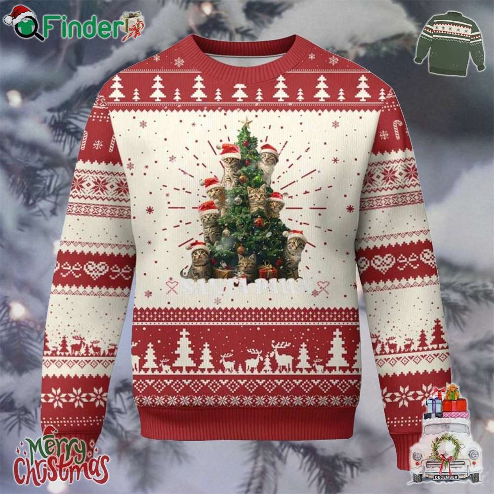 Xmas Cat Ugly Christmas Sweater Santa Paw And Claw Cats Xmas Tree Xmas Cat Ugly Christmas Sweater Santa Paw And Claw Cats Xmas Tree
