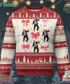 Trump Girl 2024 Ugly Christmas Sweater 47th President Dancing Pink Coquette Bow Girly Y2k