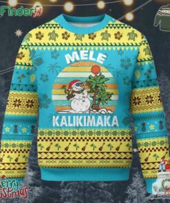 Vintage Cute Mele Kalikimaka Ugly Christmas Sweater Funny Snowman Palm Tree Beach Tropical Xmas Gift Family Holiday