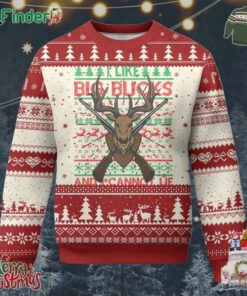 Xmas Hunting Ugly Christmas Sweater I Like Big Bucks And I Cannot Lie Deer Hunter
